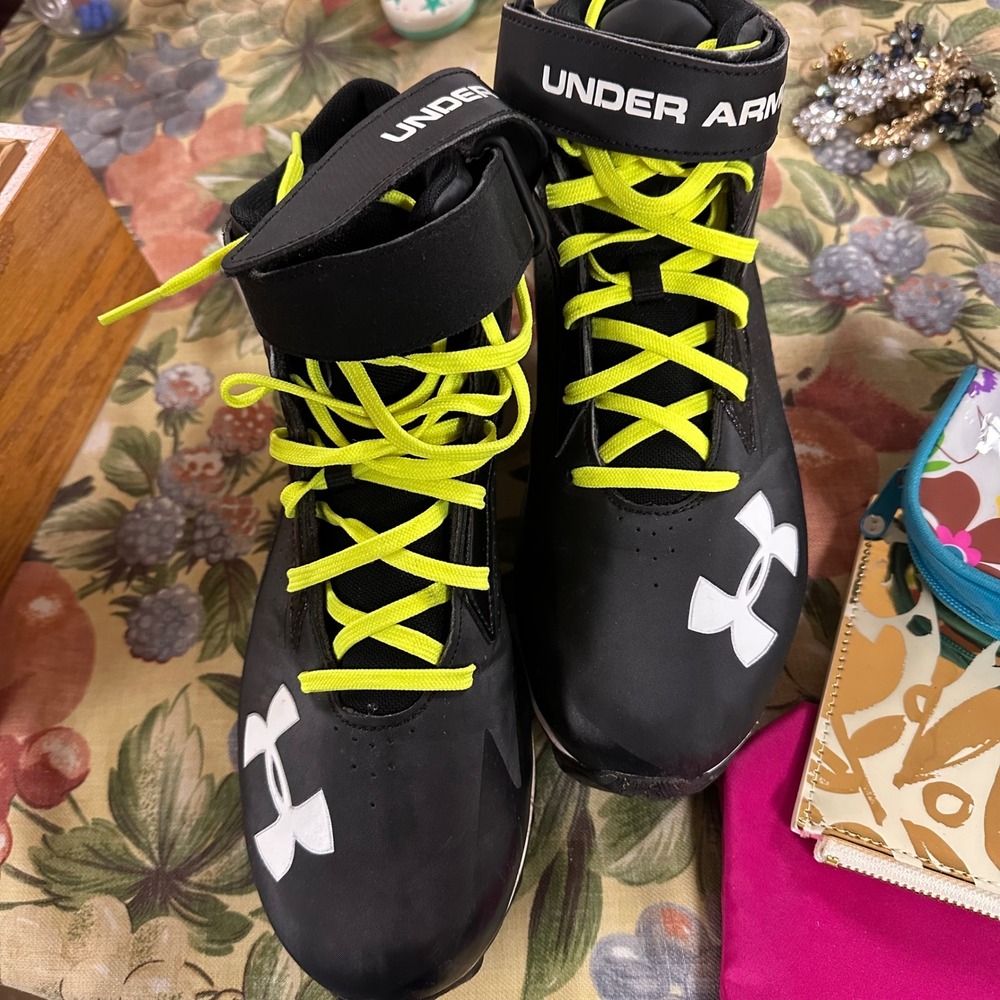 Under Armour Mens Football Cleats Black Neon Green 1258028-001 Size 10.5 - Picture 5 of 7